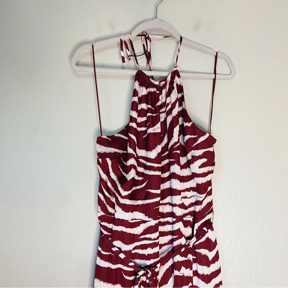 Paige Jade Zebra Print High Neck Backless Long Midi Dress Wedding Guest - Picture 5 of 9